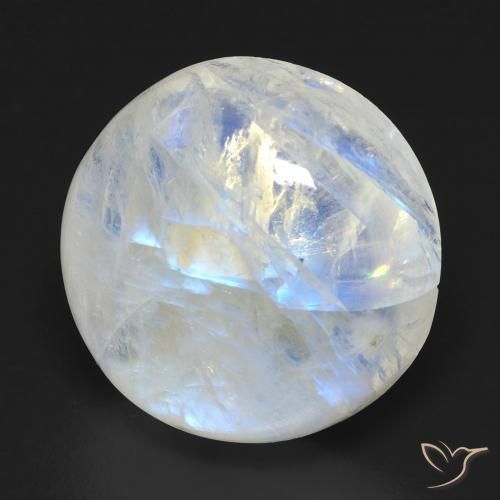 19.04ct Naturel Blanc bleuâtre Pierre de lune arc-en-ciel, Tour, Transparent