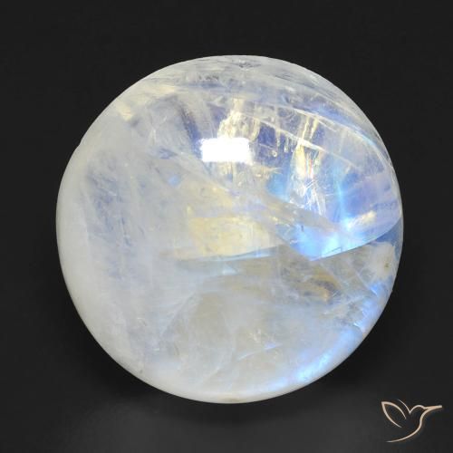 Pierre de lune arc-en-ciel Blanc bleuâtre naturelle Tour, 19.04 ct, Transparent