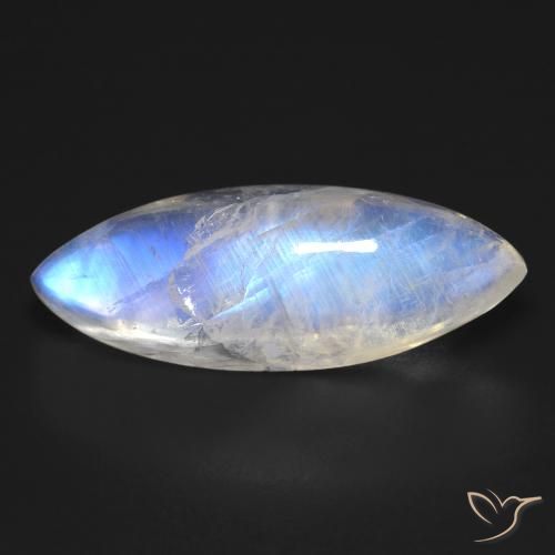 18.53ct Naturel Blanc bleuâtre Pierre de lune arc-en-ciel, Marquise, Transparent