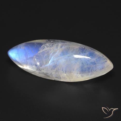 Pierre de lune arc-en-ciel Blanc bleuâtre naturelle Marquise, 18.53 ct, Transparent