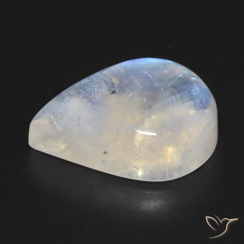 Pierre de lune arc-en-ciel Blanc bleuâtre naturelle En forme de poire, 12.45 ct, Transparent