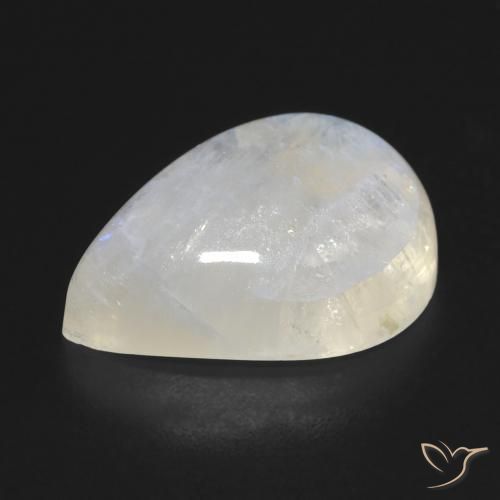 Pierre de lune arc-en-ciel Blanc bleuâtre naturelle En forme de poire, 12.19 ct, Transparent