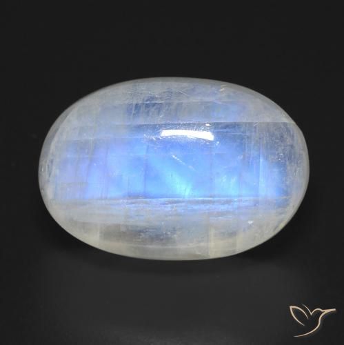 14.30ct Naturel Blanc bleuâtre Pierre de lune arc-en-ciel, ovale, Transparent