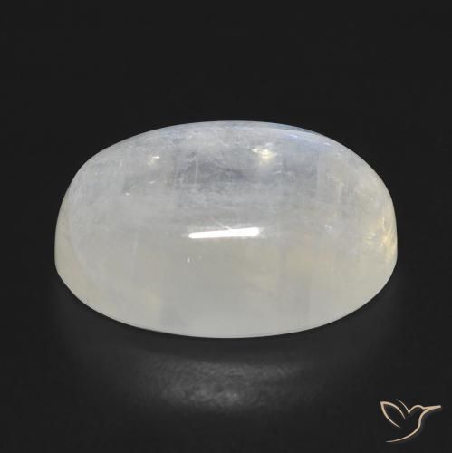 Pierre de lune arc-en-ciel Blanc bleuâtre naturelle ovale, 14.30 ct, Transparent