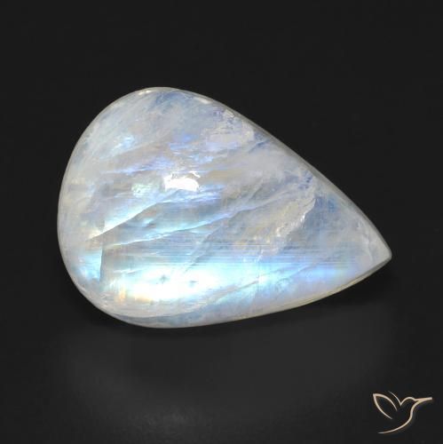 Pierre de lune arc-en-ciel Blanc bleuâtre naturelle En forme de poire, 10.00 ct, Transparent