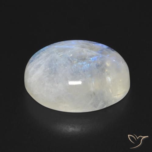 Pierre de lune arc-en-ciel Blanc bleuâtre naturelle ovale, 12.18 ct, Transparent