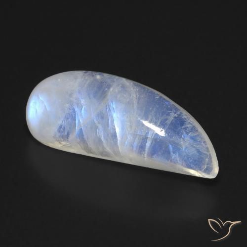 Pierre de lune arc-en-ciel Blanc bleuâtre naturelle Fantaisie, 8.00 ct, Transparent