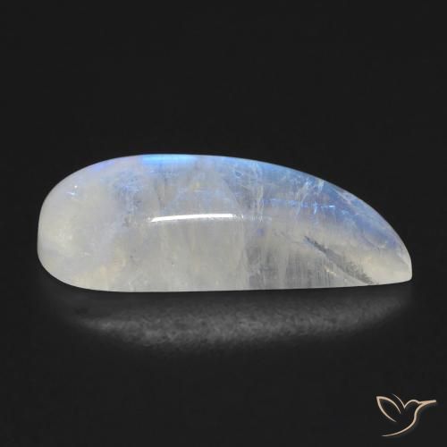 Pierre de lune arc-en-ciel Blanc bleuâtre naturelle Fantaisie, 8.00 ct, Transparent