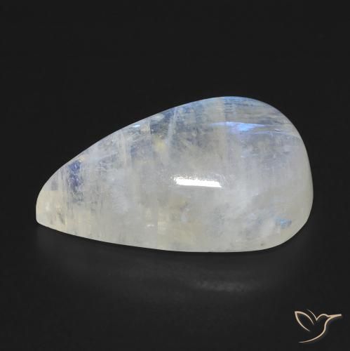 Pierre de lune arc-en-ciel Blanc bleuâtre naturelle En forme de poire, 11.21 ct, Transparent