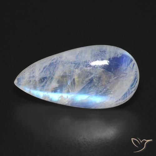 6.10ct Naturel Blanc bleuâtre Pierre de lune arc-en-ciel, En forme de poire, Transparent