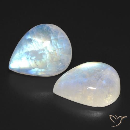 Shop natural 20.52ct Blanc bleuâtre Pierre de lune arc-en-ciel gems, En forme de poire, from États Unis at GemSelect. In stock, global shipping!