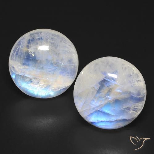 23.45ctw Naturel Blanc bleuâtre Pierre de lune arc-en-ciel, Tour, Transparent
