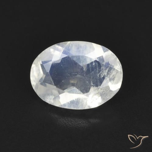 1.09ct Naturel Blanc bleuâtre Pierre de lune arc-en-ciel, ovale, Transparent