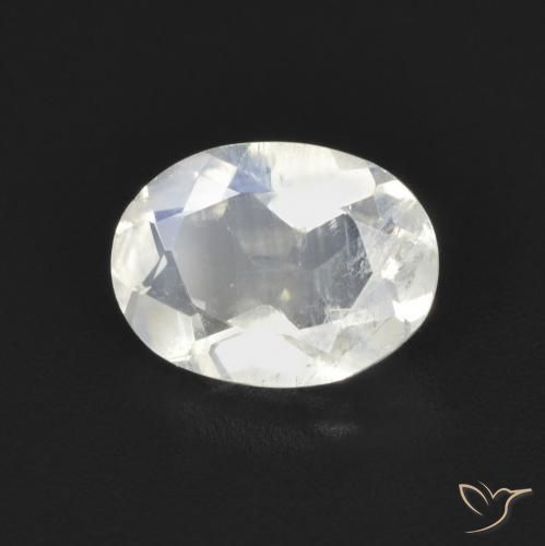 Pierre de lune arc-en-ciel Blanc bleuâtre naturelle ovale, 1.09 ct, Transparent