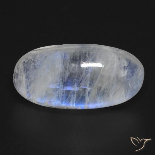 13.57ct Naturel Blanc bleuâtre Pierre de lune arc-en-ciel, ovale, Transparent