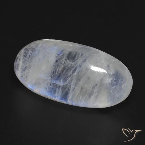 Pierre de lune arc-en-ciel Blanc bleuâtre naturelle ovale, 13.57 ct, Transparent