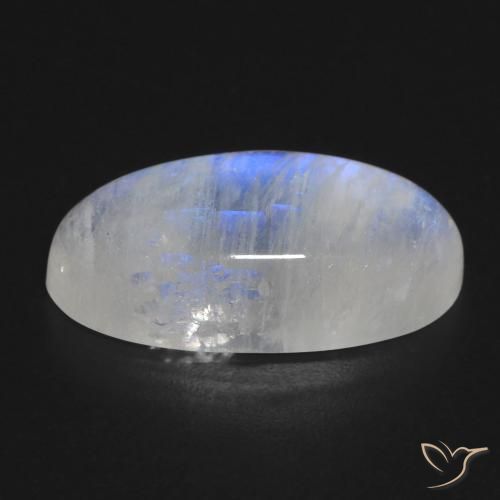 Pierre de lune arc-en-ciel Blanc bleuâtre naturelle ovale, 13.57 ct, Transparent