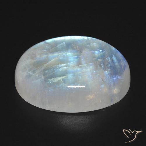 Pierre de lune arc-en-ciel Blanc bleuâtre naturelle ovale, 27.24 ct, Transparent