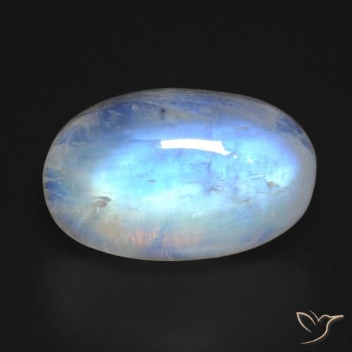 Pierre de lune arc-en-ciel blanc naturelle coupe ovale, 15,84 ct, transparent