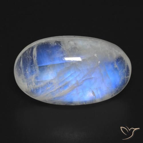Pierre de lune arc-en-ciel blanc naturelle coupe ovale, 17,81 ct, transparent