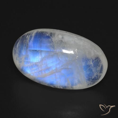 Pierre de lune arc-en-ciel blanc naturelle coupe ovale, 17,81 ct, transparent