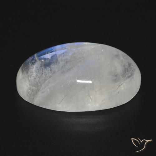 Pierre de lune arc-en-ciel blanc naturelle coupe ovale, 17,81 ct, transparent