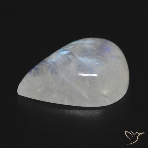 Pierre de lune arc-en-ciel Blanc bleuâtre naturelle En forme de poire, 13.49 ct, Transparent