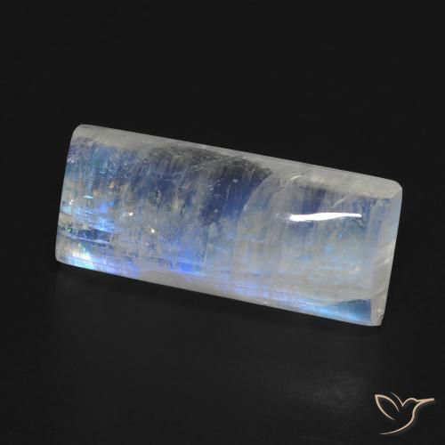 Pierre de lune arc-en-ciel Blanc bleuâtre naturelle Baquette, 11.11 ct, Transparent
