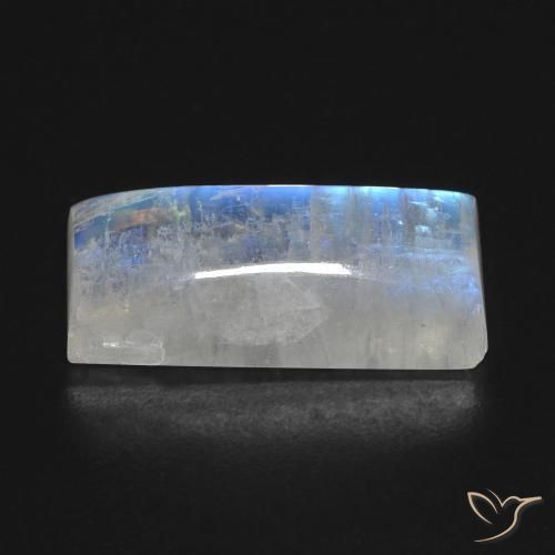 Pierre de lune arc-en-ciel Blanc bleuâtre naturelle Baquette, 11.11 ct, Transparent