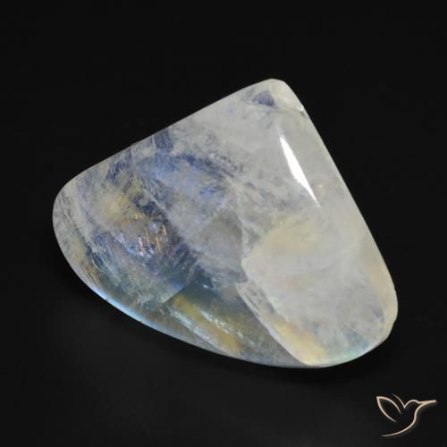 Pierre de lune arc-en-ciel Blanc bleuâtre naturelle En forme de poire, 16.04 ct, Transparent