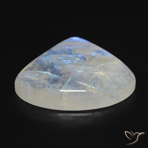 Pierre de lune arc-en-ciel Blanc bleuâtre naturelle En forme de poire, 16.04 ct, Transparent