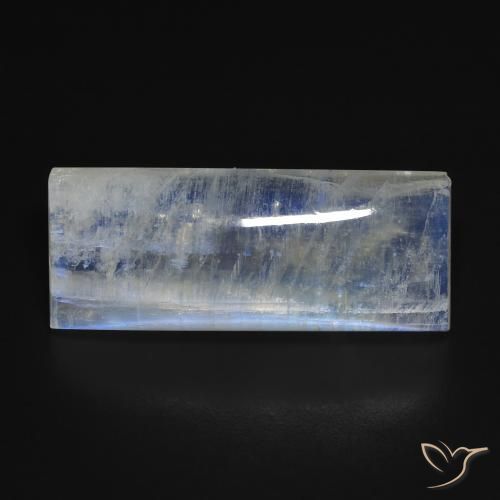 13.71ct Naturel Blanc bleuâtre Pierre de lune arc-en-ciel, Baquette, Transparent