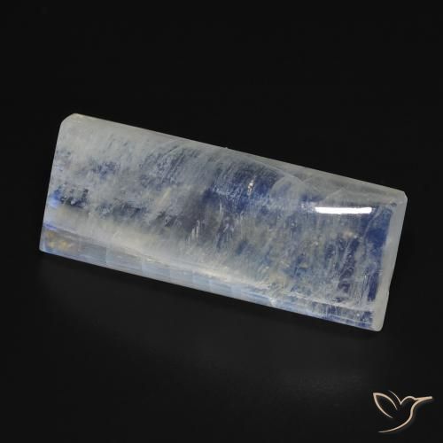 Pierre de lune arc-en-ciel Blanc bleuâtre naturelle Baquette, 13.71 ct, Transparent
