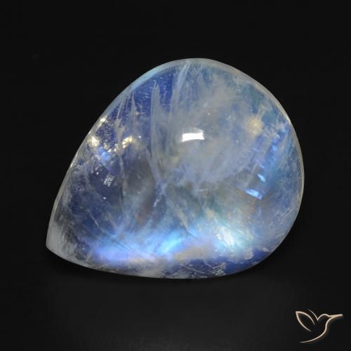 9.14ct Naturel Blanc bleuâtre Pierre de lune arc-en-ciel, En forme de poire, Transparent