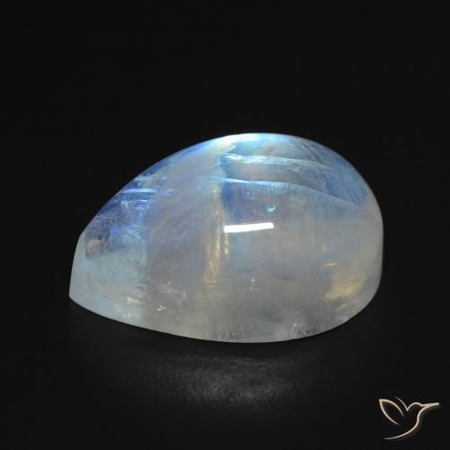 Pierre de lune arc-en-ciel Blanc bleuâtre naturelle En forme de poire, 8.44 ct, Transparent