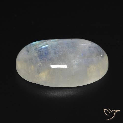 Pierre de lune arc-en-ciel Blanc bleuâtre naturelle ovale, 13.28 ct, Transparent