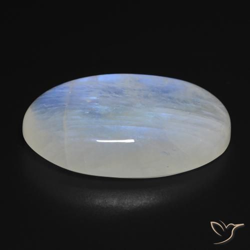 Pierre de lune arc-en-ciel Blanc bleuâtre naturelle ovale, 25.43 ct, Transparent
