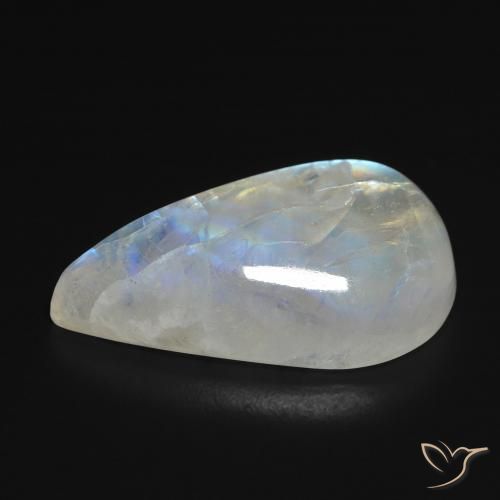 Pierre de lune arc-en-ciel Blanc bleuâtre naturelle En forme de poire, 13.40 ct, Transparent