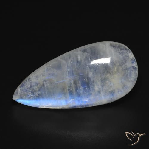 Pierre de lune arc-en-ciel Blanc bleuâtre naturelle En forme de poire, 10.97 ct, Transparent