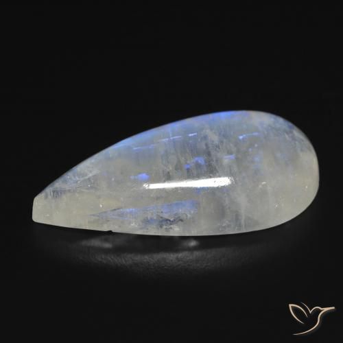 Pierre de lune arc-en-ciel Blanc bleuâtre naturelle En forme de poire, 10.97 ct, Transparent
