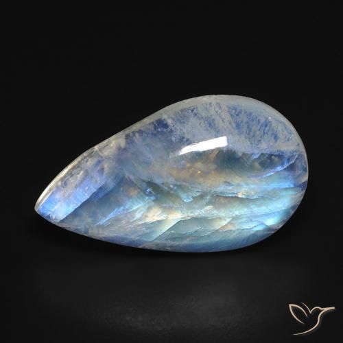 Pierre de lune arc-en-ciel blanc naturelle en forme de poire, 8,18 ct, transparent