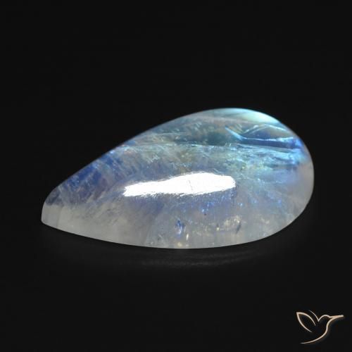 Pierre de lune arc-en-ciel blanc naturelle en forme de poire, 8,18 ct, transparent