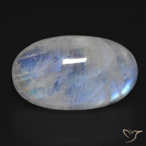 17.81ct Naturel Blanc bleuâtre Pierre de lune arc-en-ciel, ovale, Transparent