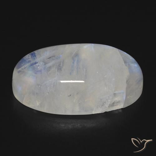 Pierre de lune arc-en-ciel Blanc bleuâtre naturelle ovale, 17.81 ct, Transparent