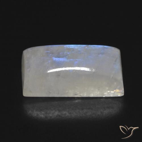 Pierre de lune arc-en-ciel Blanc bleuâtre naturelle Baquette, 7.29 ct, Transparent