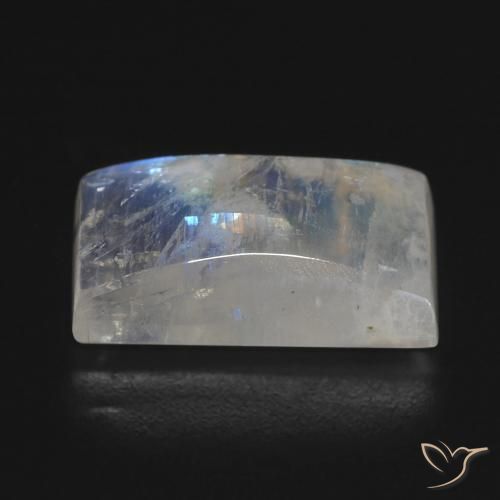 Pierre de lune arc-en-ciel Blanc bleuâtre naturelle Baquette, 7.85 ct, Transparent