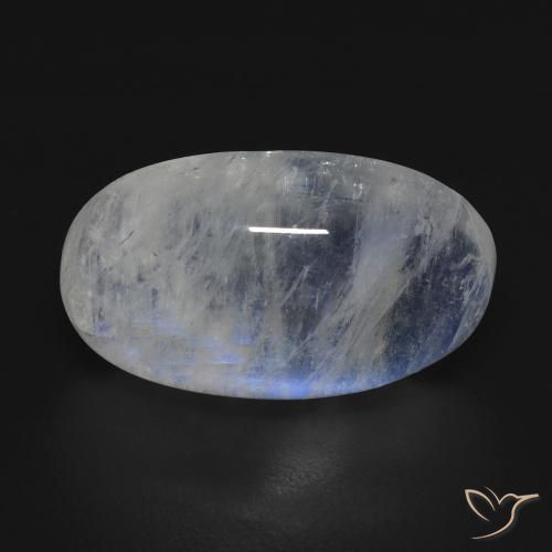 12.73ct Naturel Blanc bleuâtre Pierre de lune arc-en-ciel, ovale, Transparent