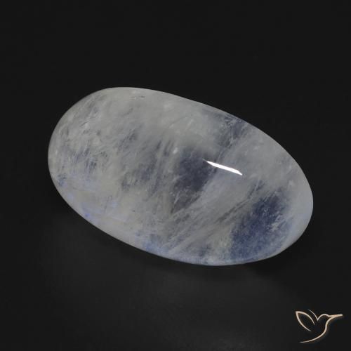 Pierre de lune arc-en-ciel Blanc bleuâtre naturelle ovale, 12.73 ct, Transparent