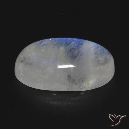 Pierre de lune arc-en-ciel Blanc bleuâtre naturelle ovale, 12.73 ct, Transparent