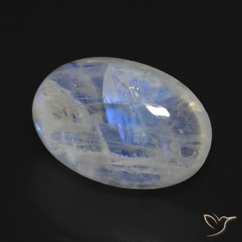 Pierre de lune arc-en-ciel Blanc bleuâtre naturelle ovale, 17.11 ct, Transparent